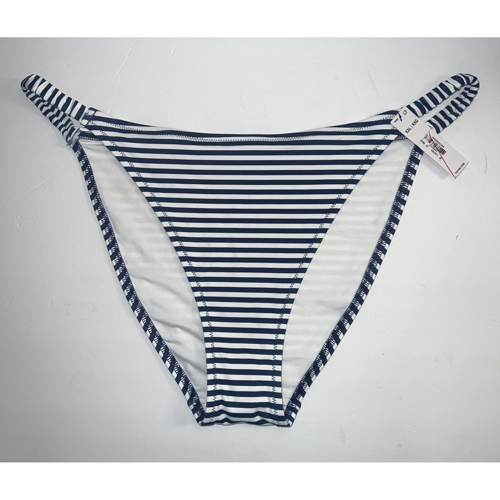 Victoria's Secret Pink Blue-White Stripes Bikini Swim Bottom Size XXL-New